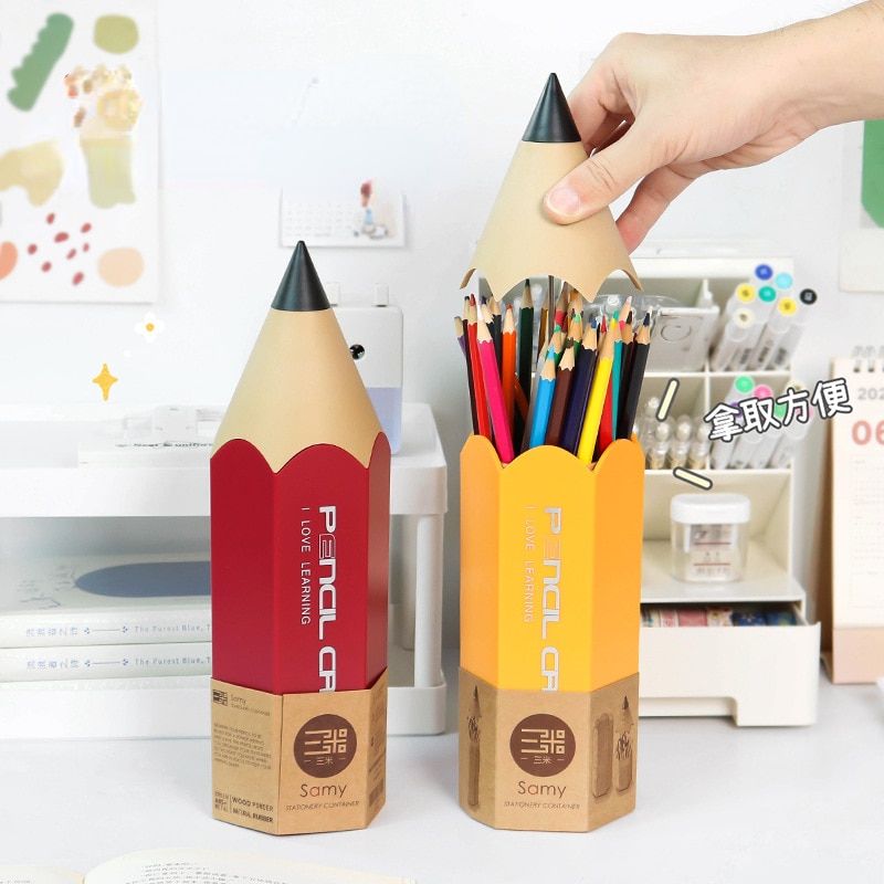 연필 모양 펜꽂이 창의적인 데스크탑 커버, 방진 문구 보관 펜 박스, 보관 버킷, 메이크업 브러쉬 홀더